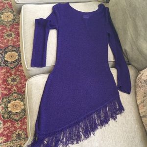 Long sleeve royal purple Chico’s crochet tunic